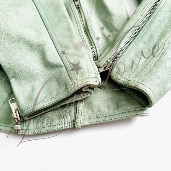 FREE PEOPLE We The Free Wesley Jealousy Leather Jacket In Green (size M) NWT - Picture 8 of 15